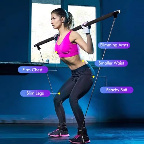 Pilates Bar Kit with Resistance Bands,Multifunctional Pilatess Bar,Stretched Fusions Toning Bar,Pilates Sculpt Bar,Home Gym Equipment for Women & Men Home Gym Pilates Yoga