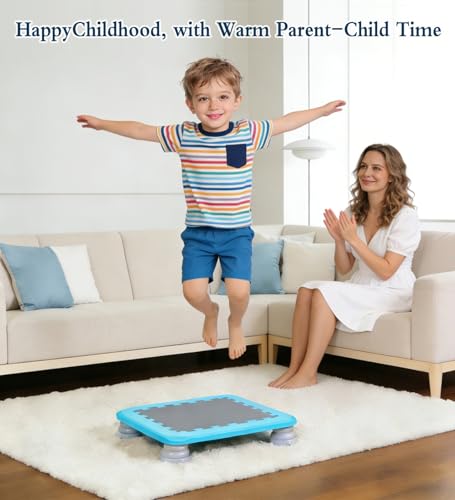 Mini Trampoline for Kids, 25 Inch Square Bouncy Board for Kids, Sensory Trampoline for Autism Kids Indoor with Non Slip Base, Max Load 330 lbs, for Kids Ages 3-12 Boys Girls