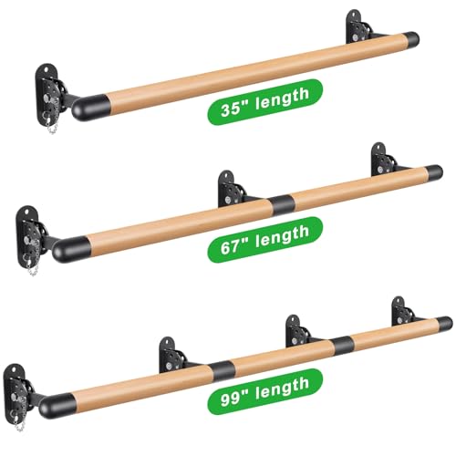 Wall Mount Ballet Barre Solid Wood Dance Bar with Height Adjustable Metal Brackets for Dance Training - color: 35"