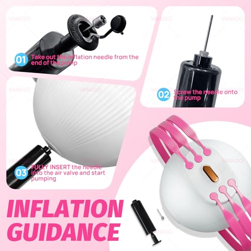 Thigh Trainer with Inflatable Resistance Ball, Adjustable 120 LB Inner & Outer Thigh Exerciser, Kegel Pelvic Floor & Hip Trainer for Women, Home Leg Equipment Compact Resistance Bands Fitness - color: Rose