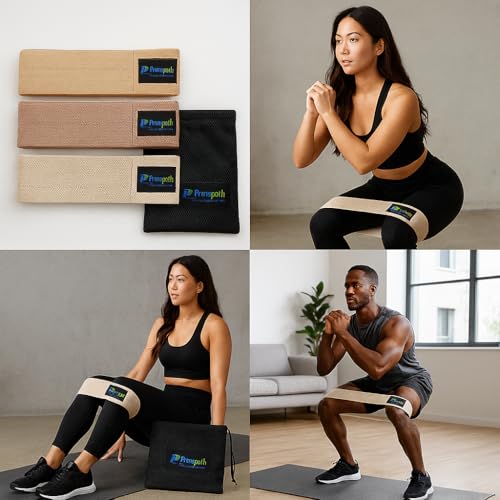 Fabric Resistance Bands for Women and Men, Booty Workout Bands Set of 3, Non-Slip Glute Exercise Bands for Legs and Home Gym Fitness
