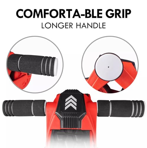 Automatic Rebound Ab Roller with Smart Display, Dual Wheel Design, Red, ABS Material, 150 lbs Weight Capacity, 9.5x9.5x2.82 inches