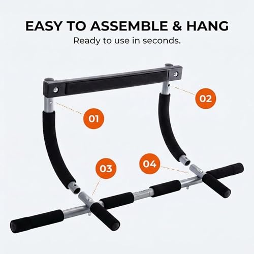 Door Chin Up Door Bar Home Gym - Pull Up - Adjustable Fits Residential Doorways - Supports Up to 300 Pounds - Easy to Mount - Build Upper Body Strength at Home Pump Biceps, Triceps, Lats