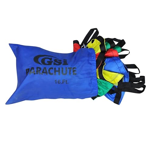 GSi Kids Play Parachute Rainbow Parachute Toy Tent Game for Kids Gymnastics Cooperative Play and Outdoor Playground Activities (6 Feet)