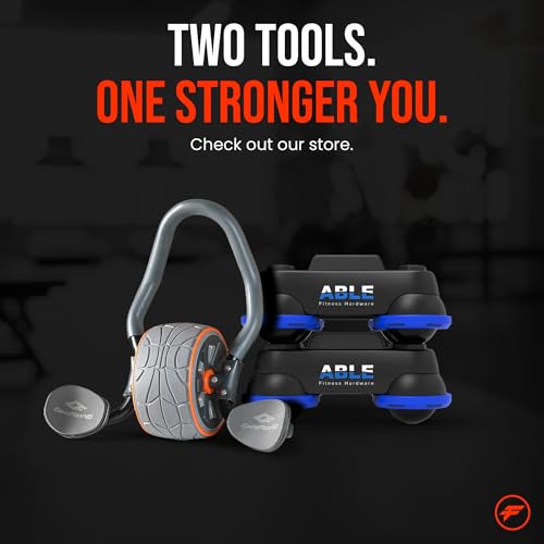 -ABLE Multi-Directional Fitness Gliders (Pair) – Patented 360° All-in-One Bodyweight Training System, Ab Roller, Push Up Bars & Core Sliders – Portable Home Gym Equipment for Full Body, Chest & Ab Workouts