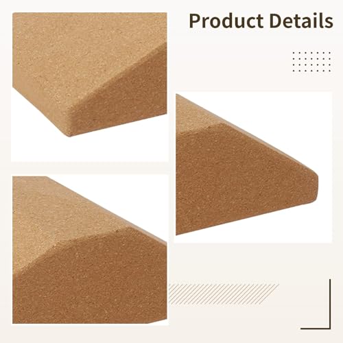 Set of 2 Cork Yoga Wedge Blocks, Non-Slip High-Density Supportive Blocks for Wrist Relief, Ergonomic Triangle Design for Squats & Myofascial Release