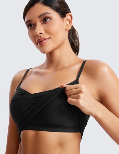 CRZ YOGA Butterluxe Womens Sweetheart Longline Sports Bra - Adjustable Thin Strap Workout Tank Tops Yoga Padded Camisole