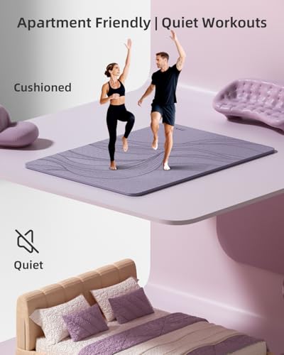 Large Yoga Mat (75.5"x47.6"x0.4"๏ผExtra Wide & Thick 10mm | Non-Slip Exercise Mat, High-Density TPE Mat for Yoga Pilates & Home Gym Workouts - color: Purple