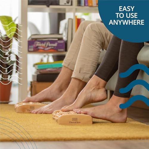 TheraFlow Foot Roller for Plantar Fasciitis Relief and Neuropathy Pain Relief for Feet - Wooden Foot Massager Roller Acupressure Tool with Reflexology Chart - Mom Gifts for Women and Men