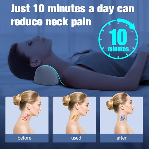 Small Neck Stretcher Pillow for Pain Relief, Soft Cervical Traction Device Neck Mild Support Pillow Memory Foam Cervical Neck Orthopedic Pillow for Tension Muscle Relax Relief (Grey)