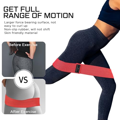 12 Pcs Fabric Resistance Bands for Working Out Non-Slip Booty Exercise Loop Bands for Women Men Glutes Hip Thigh Butt Yoga Pilates Fitness Gym, Light Medium Heavy