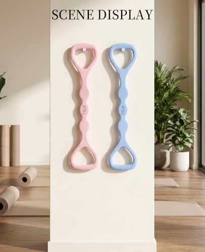 2 PCS Figure 8 Resistance Bands for Women, 15 Lbs & 25 Lbs Keep Resistance Band with Non-Slip Handles for Arms Back Chest & Shoulder