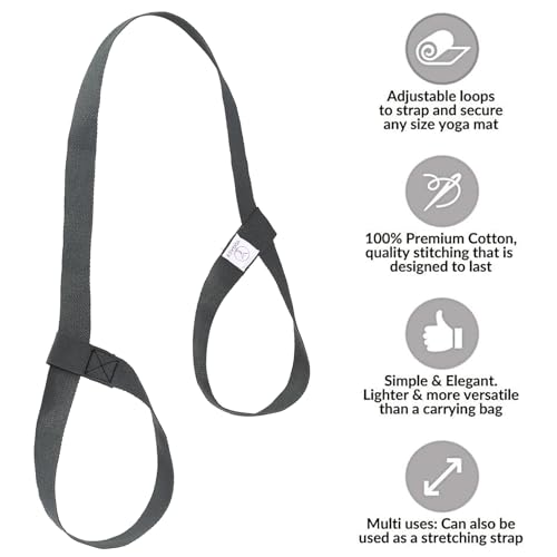 Yoga Mat Carrier Strap, Adjustable Thick Straps Sling for Carrying Large Mats, Stretching Band - color: Grey