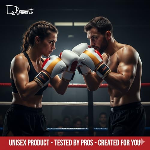 Delmont Boxing Gloves for Men and Women - Heavy Bag, Kickboxing, Sparring & Training Gloves with Multi-Layer Padding, Wrist Support & Breathable Lining