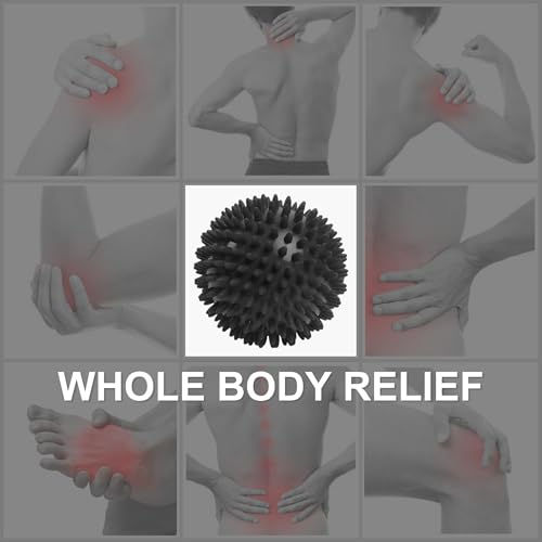 LEZER Spiky Massage Ball, Trigger Massage Point, Plantar Fasciitis, Deep Tissue Myofascial Release Tool, Foot Massager, Muscle Knot Relief, Physical Therapy, 3.5 in(Black) - style: 02-3.5 in