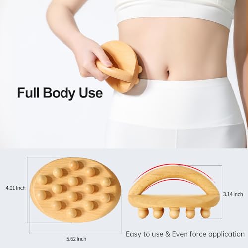 Wood Therapy Massage Tools, Cellulite Massage Tool Wooden Massage Body Brush, Itchy Skin Relief, Body Shaping,Professional Maderoterapia Kit Meridian Pressure Brush, Lymphatic Drainage Massager