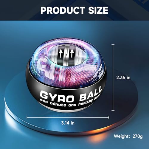XMALL Wrist Gyro Ball, Torque Ball Hand Exerciser, Forearm Strengthener - color: Black (Colorful Light)