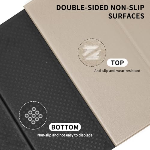 Foldable Extra Large Yoga Mat 74"×31.5", 8mm Double-Sided Non Slip Lightweight Fitness Mat for Man & Woman, Portable for Home Studio & Travel - color: Beige+Black