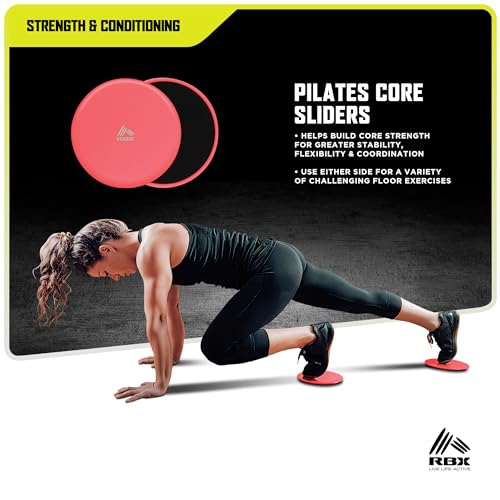 RBX 5 Piece Home Gym Workout Kit - Light, Medium, Heavy Resistance Bands, Figure 8 Resistance Tube, Pilates Core Sliders & Carry Bag
