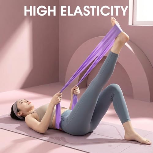Resistance Bands, 1.5m Mist Purple Workout Bands Resistance for Women 22lbs Yoga Straps for Stretching, High Tension Leg Straps and Yoga Belt for Gym Accessories Pilates Home Fitness Training