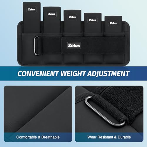 ZELUS Ultra Thin Adjustable Ankle Weights, 4/7/10 lb Fully Adjustable, Filled with Soft Iron for Slim Fit, Leg Weights for Women Men, Strength Weighted for Gym Home Yoga Walking Running Pilates - size: 0.4-2 lbs each (4 lbs pair)