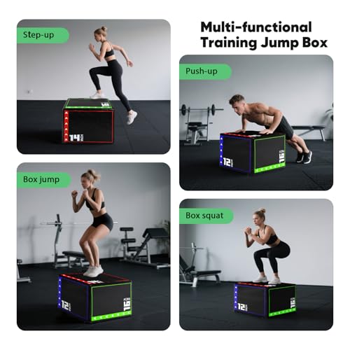 3-in-1 Plyometric Box Set (12/16/20/24/30") - High-Density EPE & Compressed Foam Jump Box for Home Gym, HIIT & CrossFit - Non-Slip Box Jumps, Step-Ups, Squats, Hip Thrusts - size: 12'' x 14'' x 16''(EPE Foam)