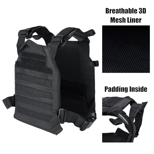 Adjustable Weighted Vest Fitness Sport Training Strength and Endurance Training,Quick Release with Molle for Running,Fitness Workouts - color: Black