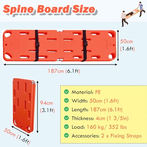 Foldable Spine Board Stretcher with Adjustable Straps for Emergency Rescue Immobilization