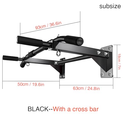 Wall Mounted Pull Up Bar – Drill Installation, Home Gym Equipment for Indoor Fitness, Chin-Up Bar for Strength Training, Spine Stretching & Inverted Workouts