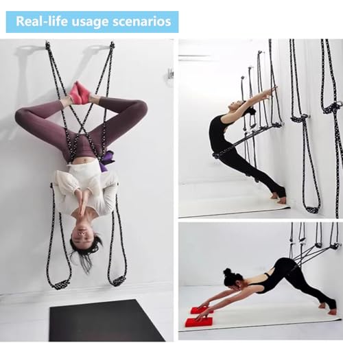 Upgraded Yoga Wall Ropes, Extra Thick Cotton Yoga Strap with Reinforced Knots, Durable Yoga Inversion Ropes for Flexibility Training, Suitable for Yoga Studio, Home Gym