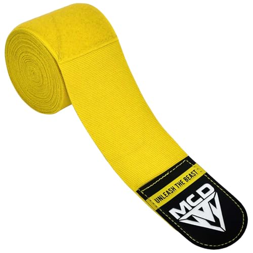 MCD Boxing Wraps for Men & Women 4.5m/180” Boxing Hand Wraps for Bᴏxing Gloves with Thumb Loop Muay Thai Hand Wrаps Semi-Elastic Wrist Wrаps Bᴏxing Wrap for MMA, Muay Thai & Martial Arts Training - color: Yellow