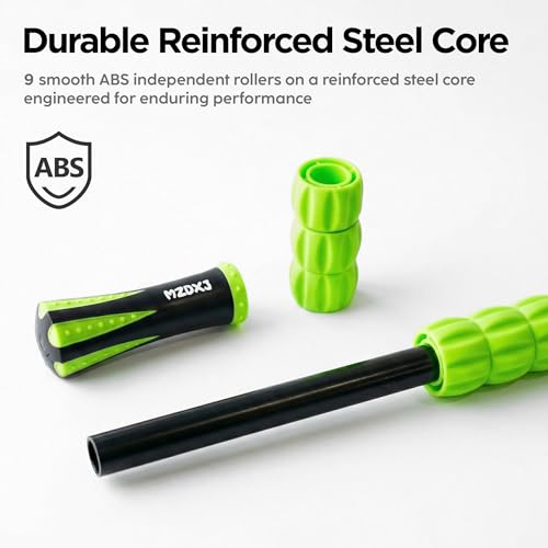 Muscle Roller & Massage Roller Stick for Athletes - Lymphatic Drainage Support, Relieves Muscle Soreness, Cramping & Tightness - Targets Legs, Arms, Back & Calves (Green - 18inch) - color: Green