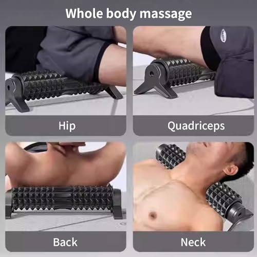 New Upgrade Bracket Foam Roller with Stand for Back Leg Pain, 21 Inch Firm Deep Tissue Muscle Massager for Sore Muscles (Black) - color: Black