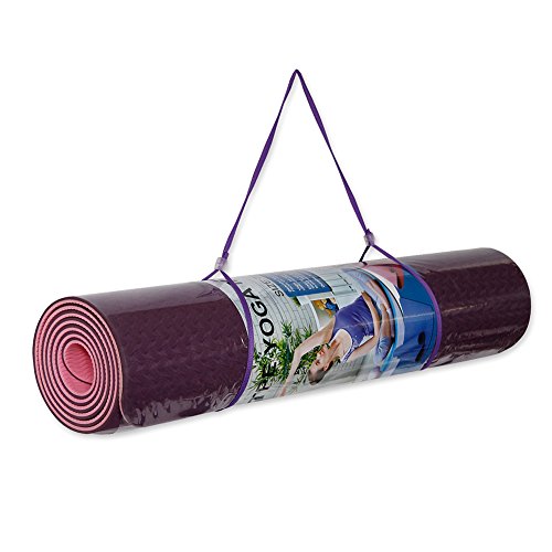 Attraction Design Yoga Mat Non Slip Exercise Mat Extra Thick Workout Mat for Yoga, Eco Friendly Exercise Yoga Mat High Density Fitness Pilates Mat with Carrying Strap, 72"x 24"x 6mm - color: Plum