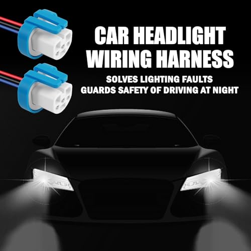 2PCS Headlight Wiring Harness,3-Pin Headlight Connector Plug for 9007/9004/HB1/HB5,High Tempreture Resistant Headlights Socket Headlights Harness Replacement Car Accessories
