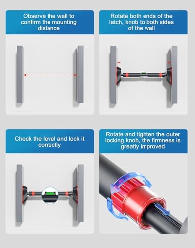 Adjustable Door Frame Pull Up Bar No Screw Strength Training Equipment with Counting, Calorie Tracking & Timing Home Gym Workout Bar for 98135cm Doorways