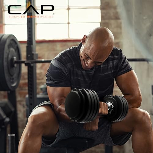 CAP ADJUSTABELL Adjustable Dumbbell Weights - Singles & Pairs | 12.5 lb, 25 lb & 55 lb | Multiple Handle Options - size: 55 lb - Honeycomb Chrome and Black Handle, style: Pair