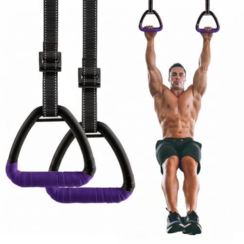 Gymnastic Rings, Gymnastic Rings Equipment, Pull-up Gymnastic Rings, Home Gymnastic Rings no-Punch bar Lanyard for Training Workouts - color: Purple