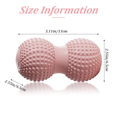 Peanut Massage Ball for Deep Tissue, Trigger Point Therapy, Myofascial Release – Double Lacrosse Foam Roller for Back, Neck, Foot, Muscle Relief, Yoga & Physical Recovery (Pink) - color: Pink