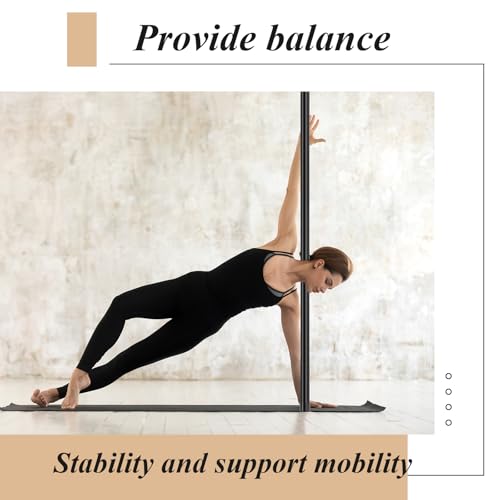 Hiboom 6/9 Pcs 5ft Yoga Stick Natural Bamboo Black Exercise Stick with Non-Slip Rubber Ends Stretching Tool Posture Corrector Stretch Tool for Flexibility, Workout, Balance Fitness