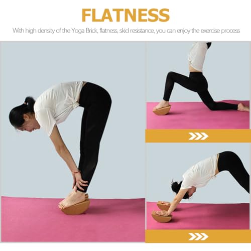 VALICLUD Yoga Balance Brick Set, Cork Half-moon Non-slip Yoga Blocks for Core Strength Training, Sturdy Fitness Bricks for Balance and Flexibility Exercise at Home and Gym