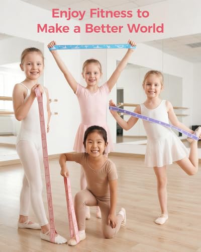 2 PCS Stretch Strap for Kids Gymnastics Multi-Loop Elastic Strap for Ballet, Latin, Dance, Yoga, Children Flexibility Training & Exercise Resistance Yoga Band- 8 Loops - color: Blue&Purple