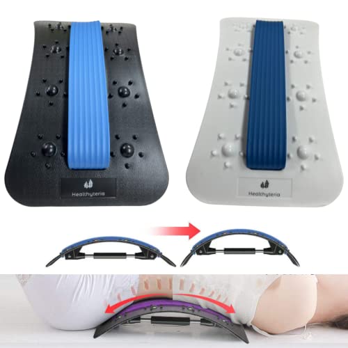 Back Stretcher Cracker, Back Stretching Device for Upper and Lower Back Pain, Back Massager for Bed and Chair, Spine Board Deck Back Popper with 3 Adjustable Settings (Black)