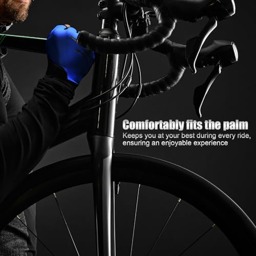 Cycling Gloves for Men and Women, Half Finger Padded Bike Gloves - color: I Dark&Blue, size: Large