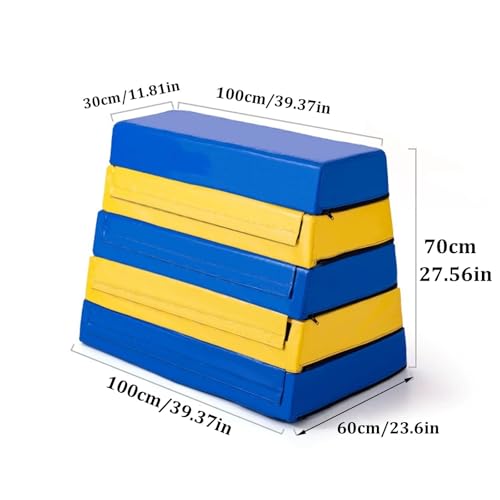 Kids Jumping Boxes for Training, 4 in 1 Foam Plyo Box for Home Gym, Stackable Plyometric Box for Kindergarten, School, Gymnastics Training, Blue and Yellow - size: 100x60x70cm