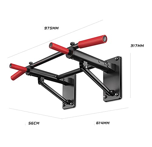 Wall Mounted Pull Up Bar, Strength Training Pull-UP Bars, Heavy Duty Wall Mount Chin Up Bar for Home Gym Indoor Outdoor, Maximum Weight 660 Lbs (Black)