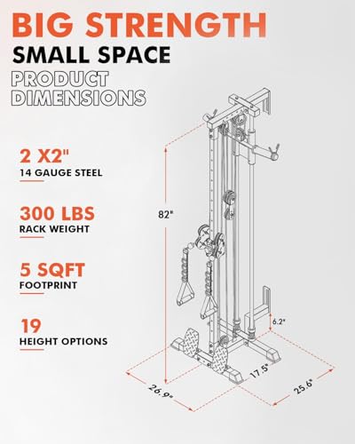 Mikolo Wall Mount Cable Station, Cable Crossover Machine with Dual Pulley System and 19/27 Adjustable Positions for Home Gym Fitness Equipment