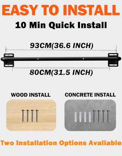 Joist Mount Pull Up Bar, Wall Chin Up Bar Ceiling Mount for Beams, Heavy Duty Steel Construction, Home Gym Workout Equipment -Patent Pending - color: Wall Mounted for 7-8ft Beams, 32in Span Studs