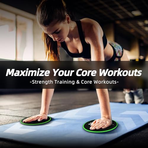 ZILLEEN Exercise Sliders for Working Out Fitness Discs for Pilates Women Men, 2 Pack - color: Green