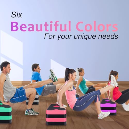 27" Exercise Workout Aerobic Step Platform with Adjustable 4"-6"-8" Risers - color: Green